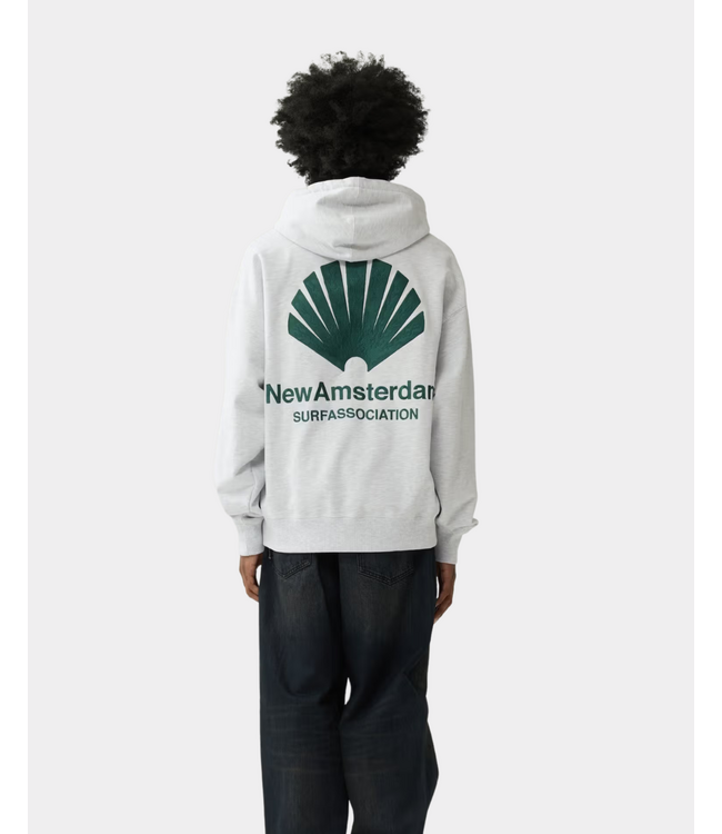 New Amsterdam New Amsterdam logo hoodie ash/bottle green 2602117001