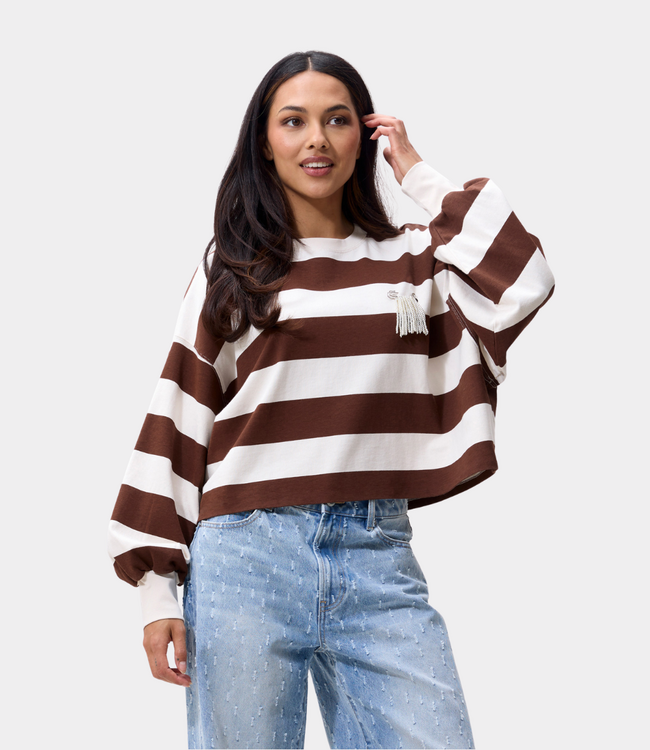 Catwalk Junkie oversized striped long sleeve tee rocky road