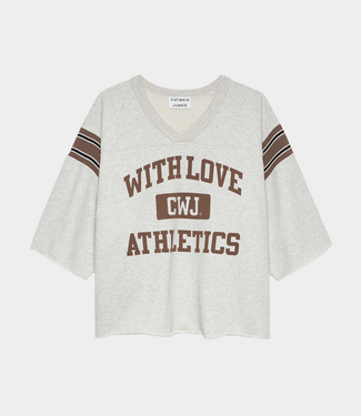 Catwalk Junkie sporty graphic short sleeve sweater light grey melange