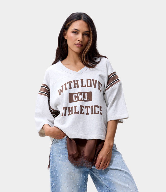 Catwalk Junkie Catwalk Junkie sporty graphic short sleeve sweater light grey melange 2603020602-153