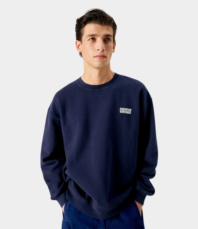 American Vintage American Vintage Plizzy sweat navy vintage MPLI03BH26