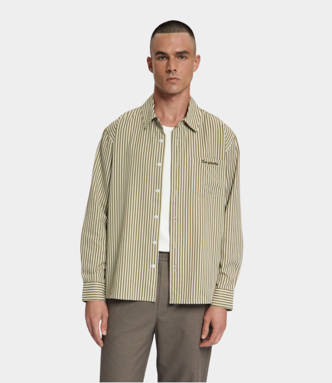 Law of the Sea starboard yarn dyed striped shirt beech