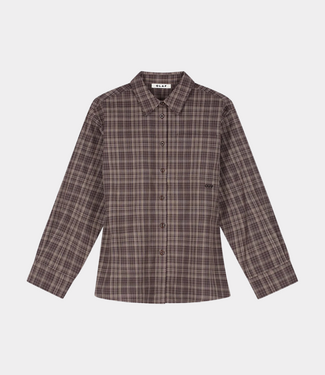 Olaf checked fitted shirt chocolate plum