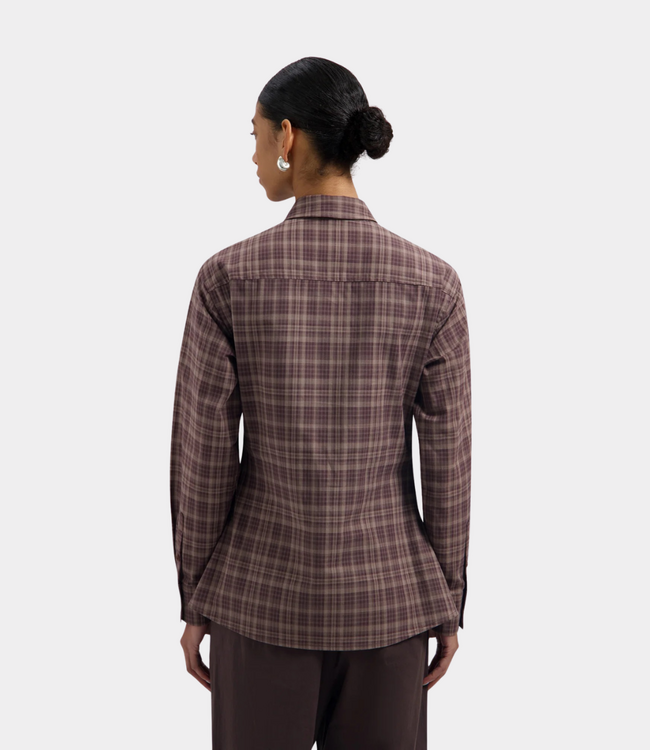 Olaf Olaf checked fitted shirt chocolate plum W260302-CHOCOLATE PLUM