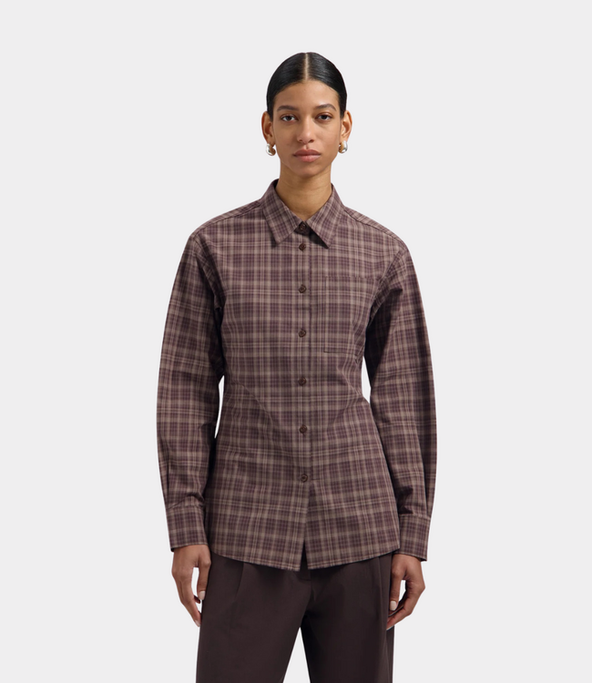 Olaf Olaf checked fitted shirt chocolate plum W260302-CHOCOLATE PLUM