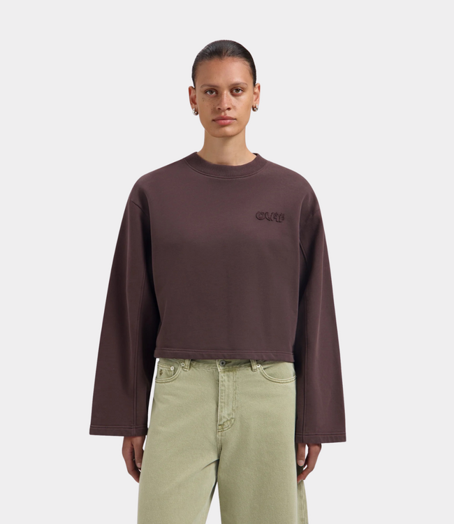 Olaf Olaf retro logo crewneck chocolate plum W260201-CHOCOLATE PLUM