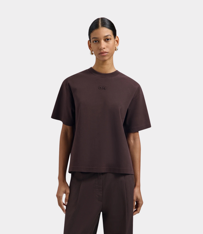 Olaf Olaf retro logo boxy tee chocolate plum W260102-CHOCOLATE PLUM
