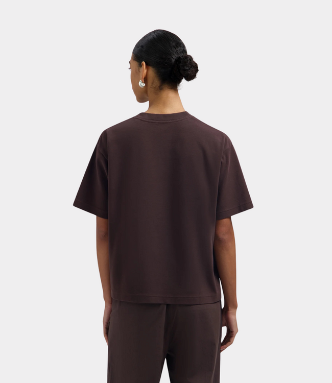 Olaf Olaf retro logo boxy tee chocolate plum W260102-CHOCOLATE PLUM