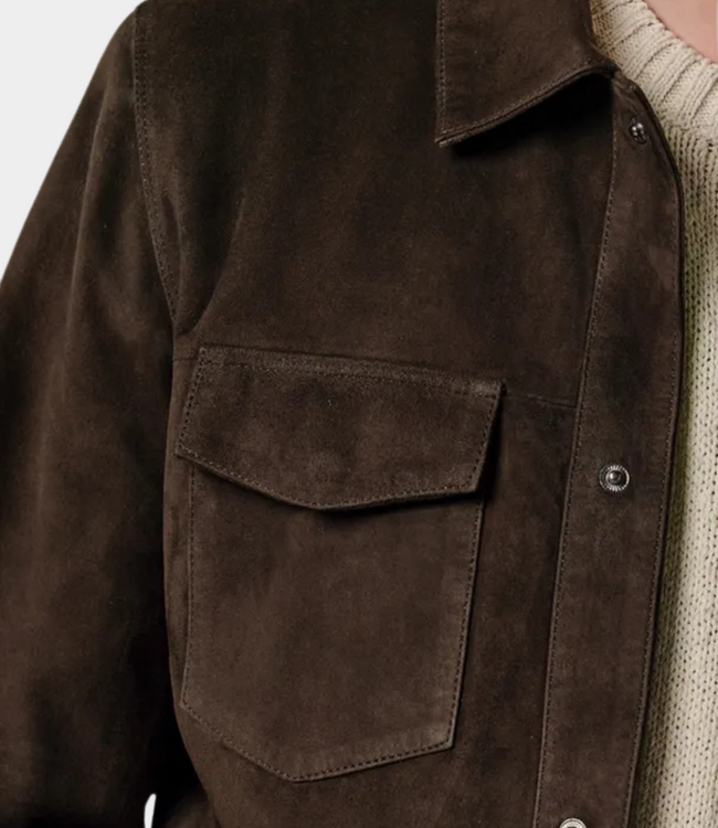 Profuomo Profuomo Overshirt ls suede dark brown PPXF30050B