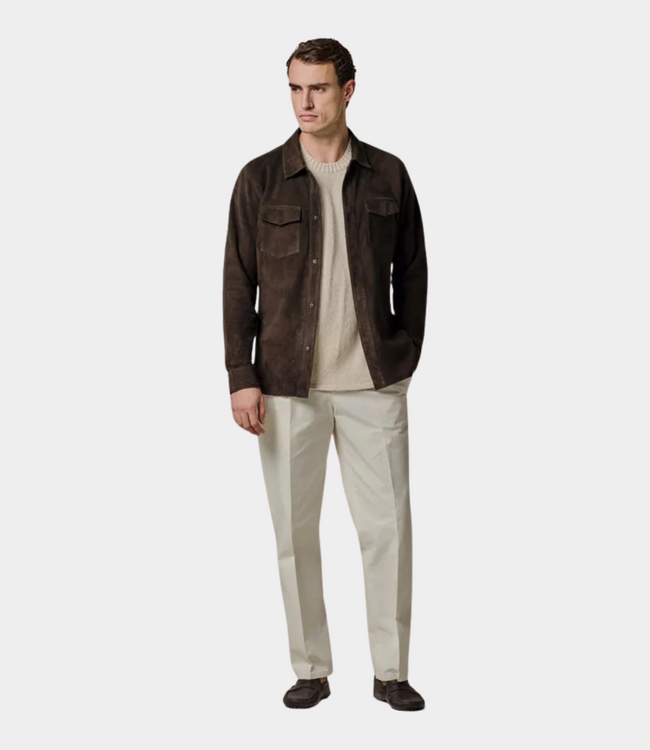 Profuomo Profuomo Overshirt ls suede dark brown PPXF30050B