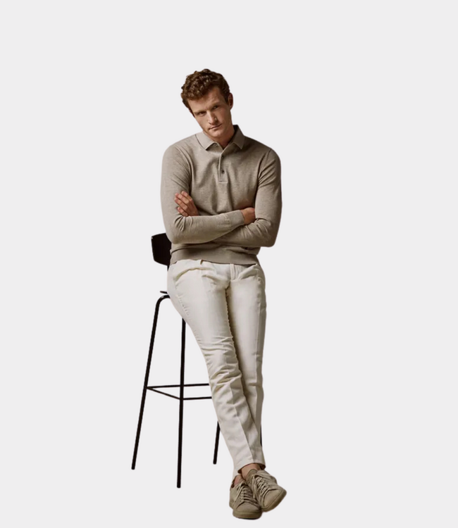 Profuomo Profuomo Polo one piece ls beige PP2J00009C