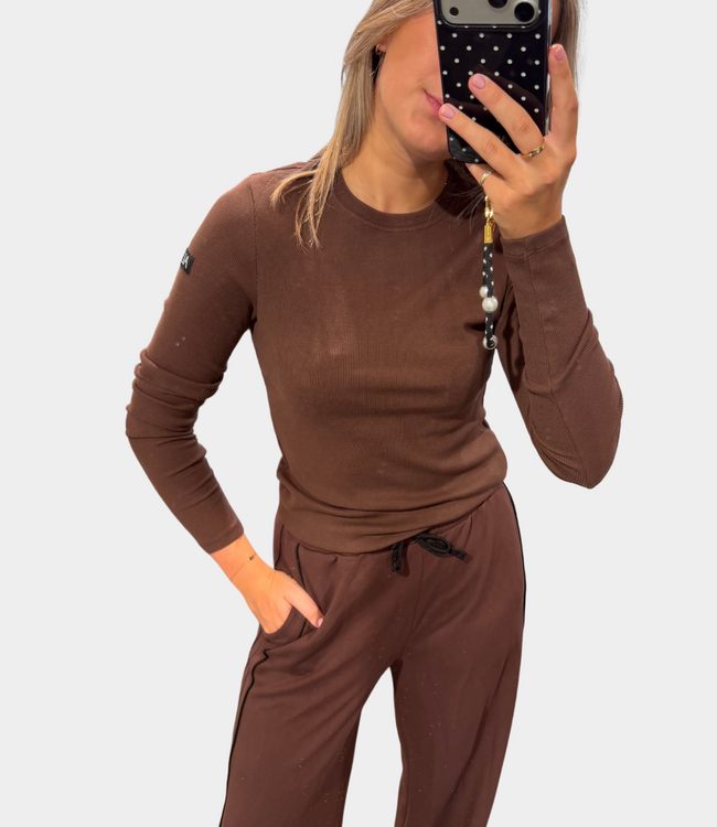 Alix the Label Rib longsleeve tee warm brown