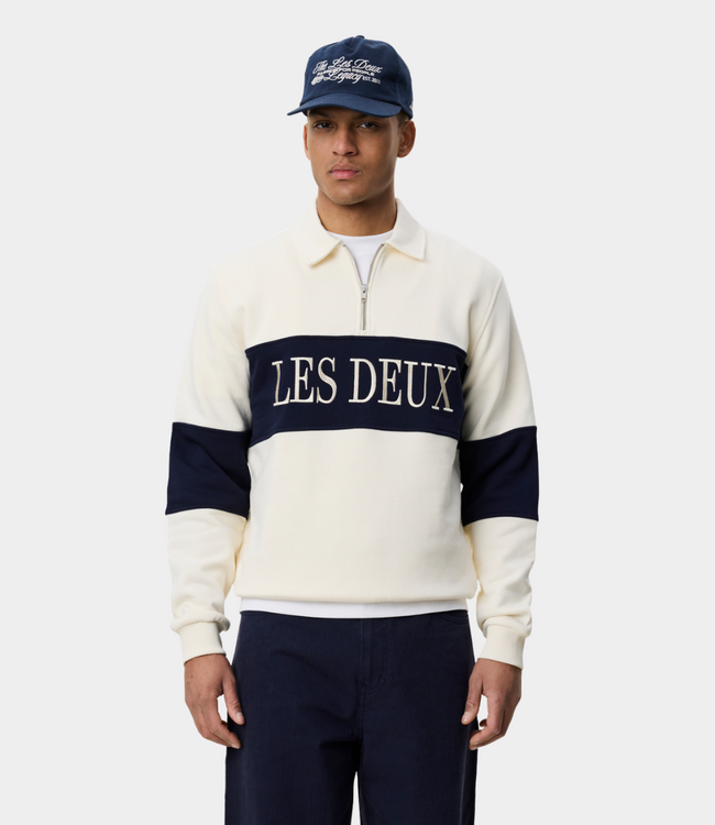 Les Deux zipper rugby sweatshirt ivory