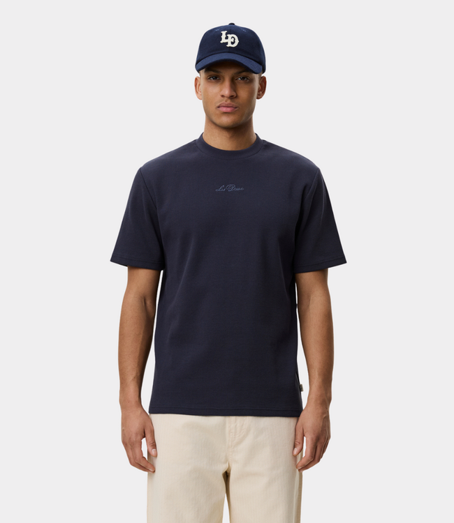 Les Deux signature waffle t-shirt india ink blue