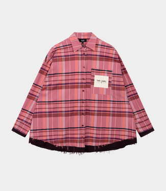 Alix the Label Check blouse bright coral