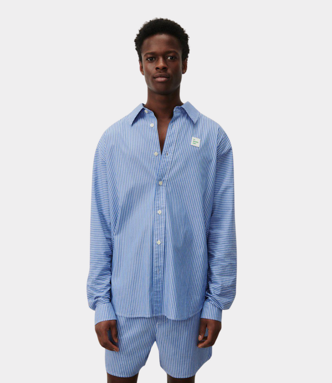 American Vintage American Vintage Zatybay shirt rayures aqua MZAT06AH26