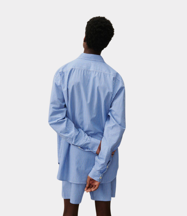 American Vintage American Vintage Zatybay shirt rayures aqua MZAT06AH26