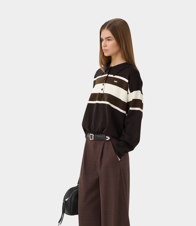 Gestuz gzalexu polo pullover ganache/slate black/egret