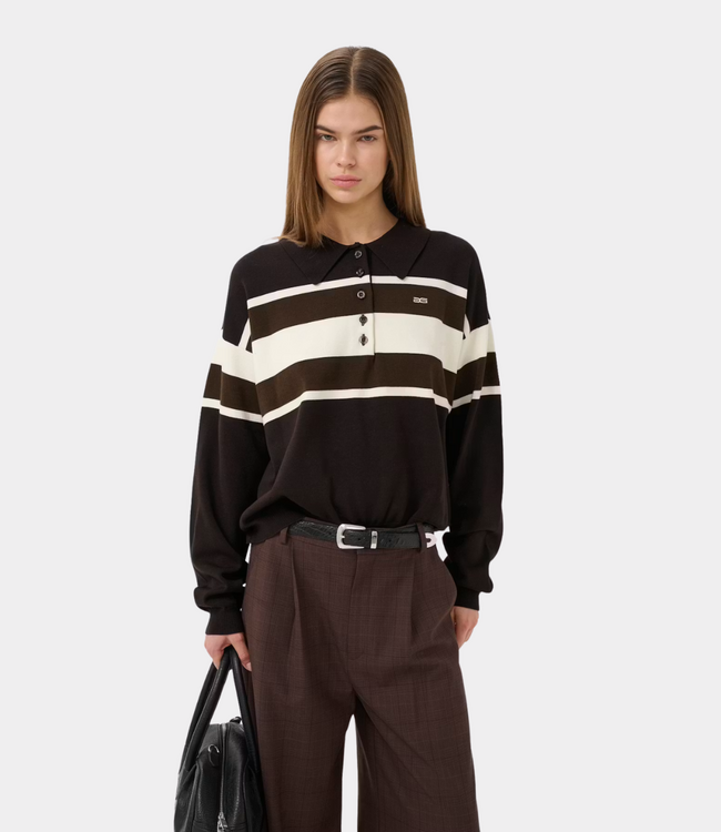 Gestuz gzalexu polo pullover ganache/slate black/egret