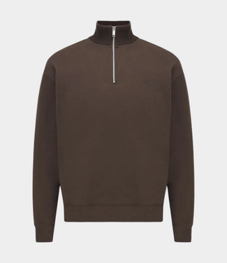 Genti Turtle zip sweat dark brown