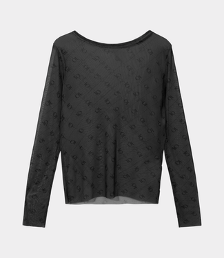 10Days mesh long sleeve monogram steel blue