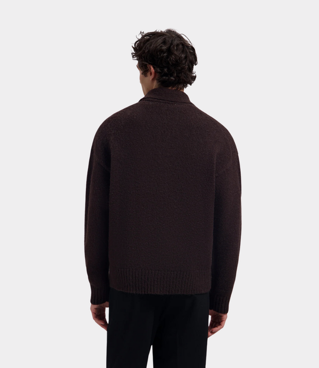 Olaf Oversized Knitted Polo Chocolate Plum