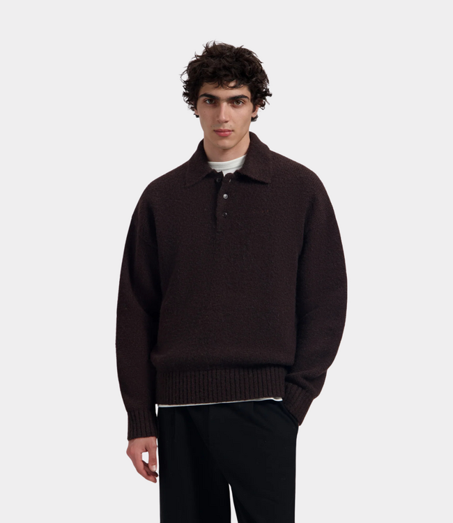 Olaf Oversized Knitted Polo Chocolate Plum