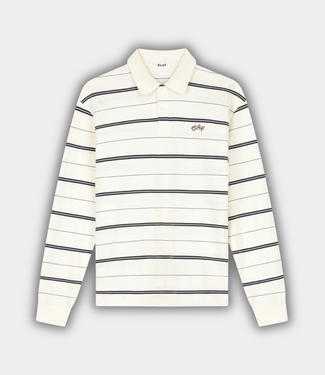 Olaf Striped Signature LS Polo Off White Navy Stripe
