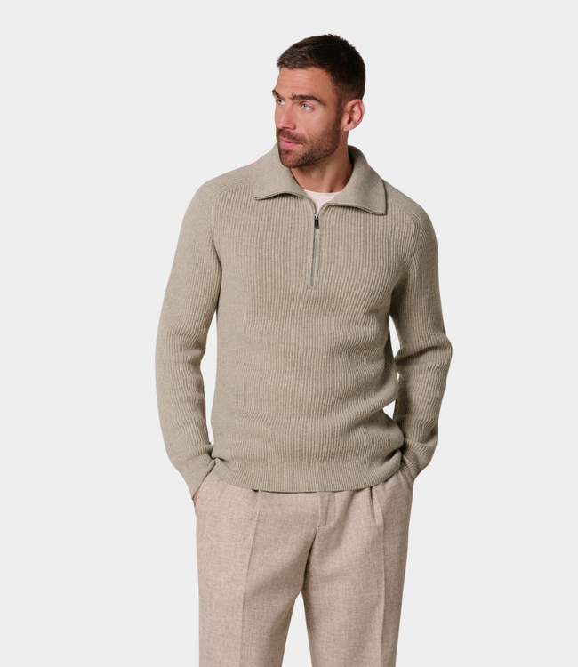 Profuomo Pullover half zip beige