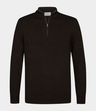 Profuomo Pullover half zip dark brown