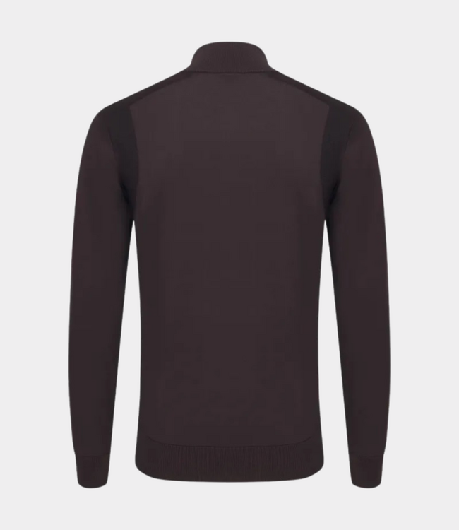 Genti Turtle zip knit ls red aubergine