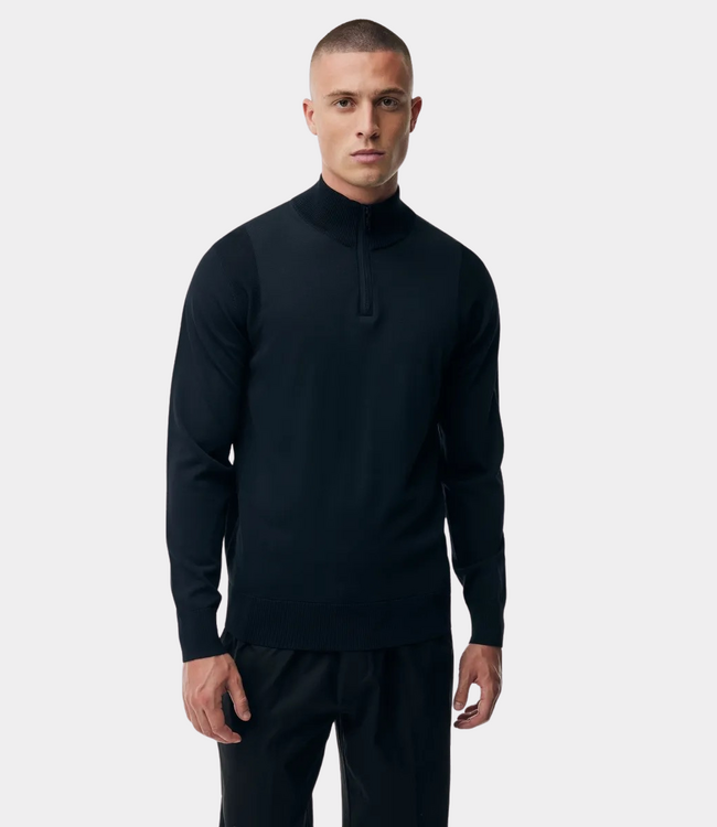 Genti Turtle zip knit ls navy