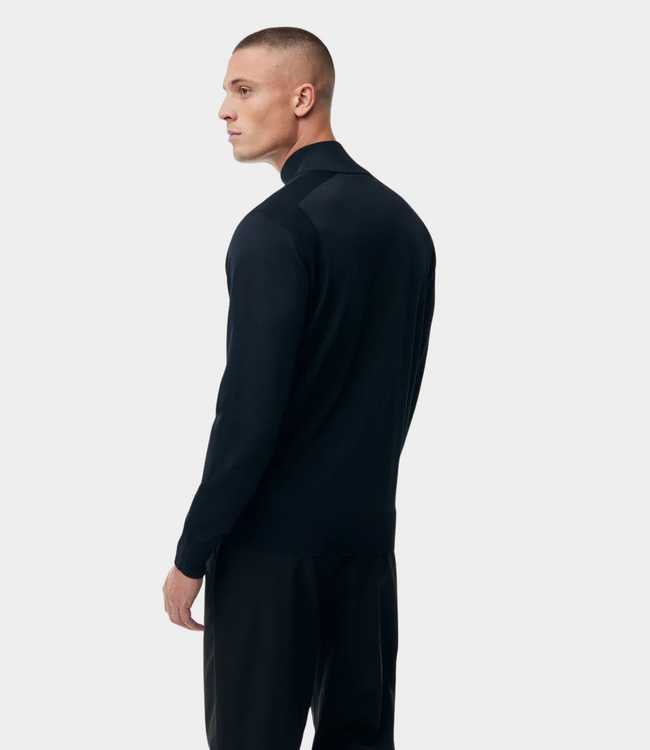 Genti Turtle zip knit ls navy