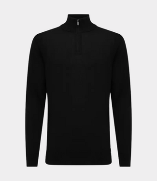 Genti Turtle zip knit ls black