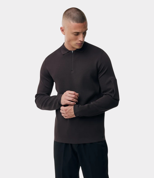 Genti Polo zip ls red aubergine