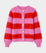 TWNS striped buttoned round neck cardigan bubbelgum fire