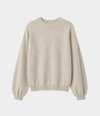 TWNS puffed sleeves round neck jumper mottled beige