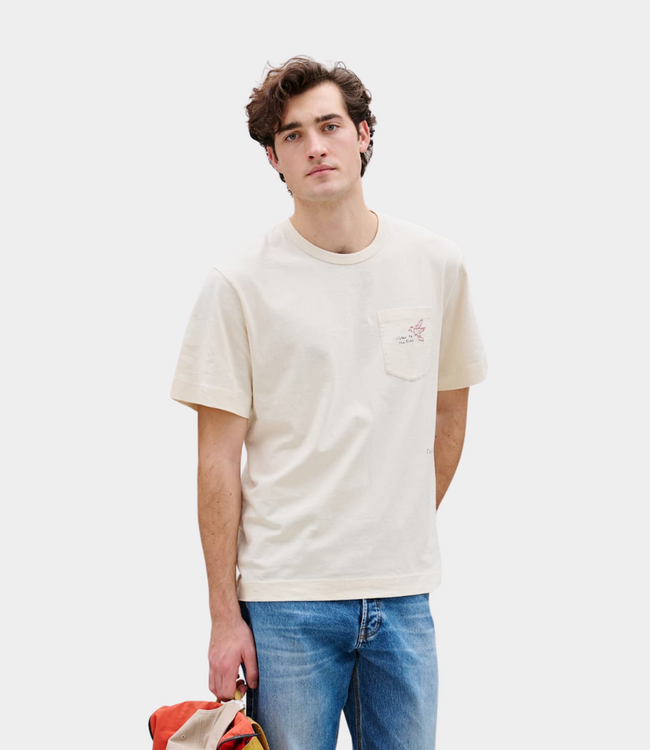 Foret bird embroidered pocket t-shirt cloud