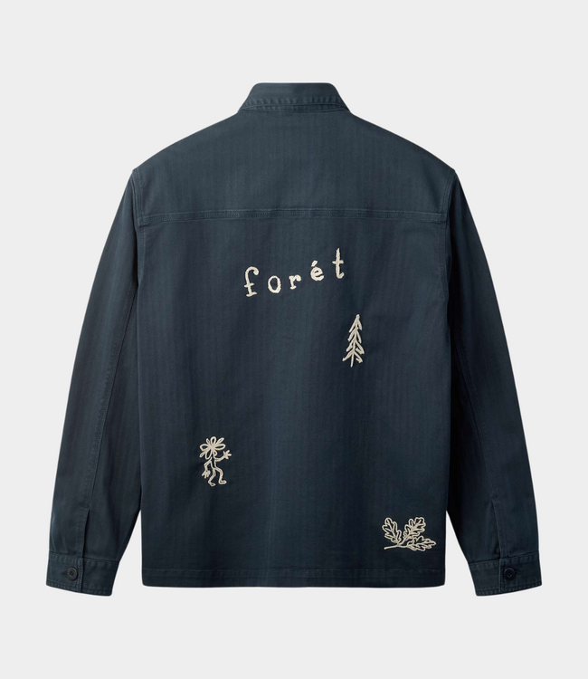Foret berry herringbone embroidery overshirt navy
