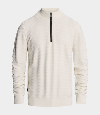 Cast Iron Half zip collar knit white down