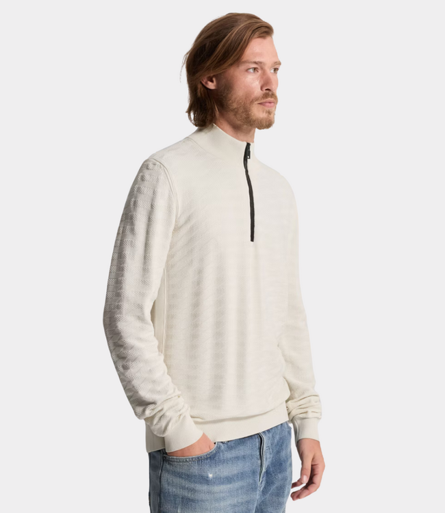 Cast Iron Half zip collar knit white down