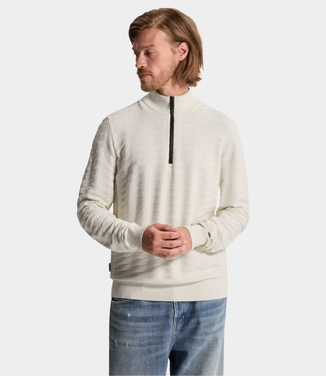 Cast Iron Half zip collar knit white down