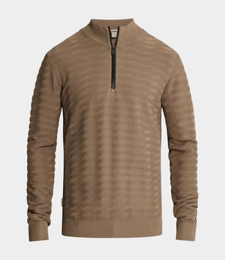 Cast Iron Half zip collar knit walnut
