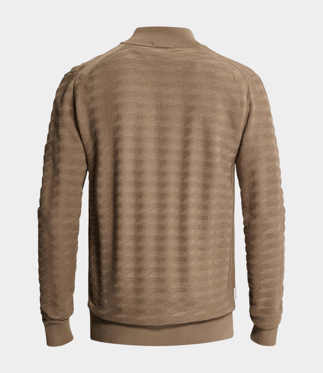 Cast Iron Half zip collar knit walnut