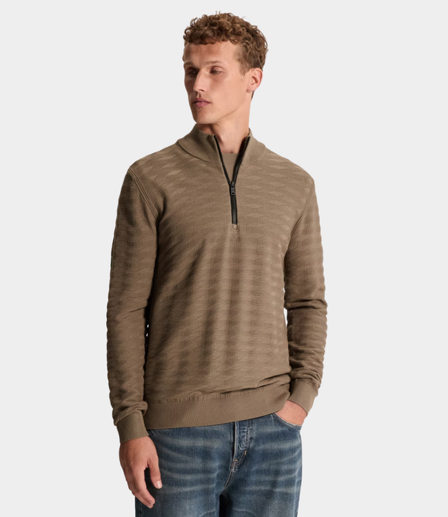 Cast Iron Half zip collar knit walnut