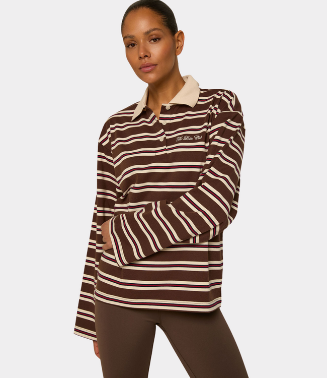 The Lola Club The Lola Club emilia polo striped espresso Emilia-001-espresso