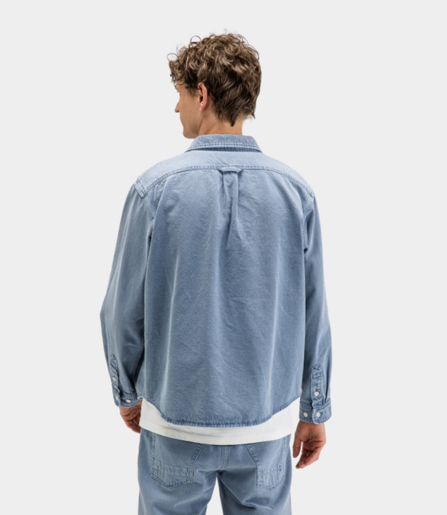 Butcher of Blue Butcher of Blue Blaine Garment Dye Overshirt Shark Blue M2624007-856
