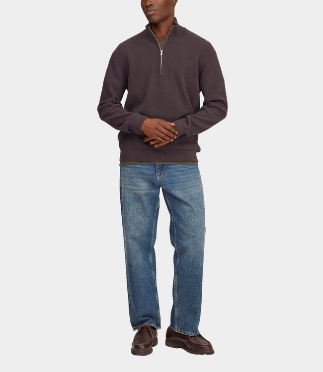NN.07 danny half zip knit deep truffle