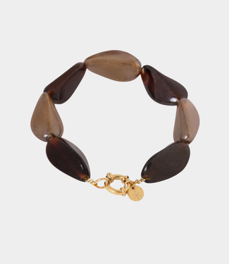 Label Kiki Double brown bracelet gold
