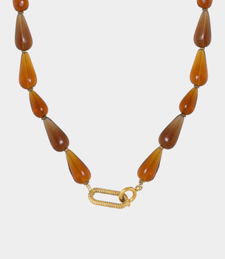 Label Kiki Brown drop necklace gold